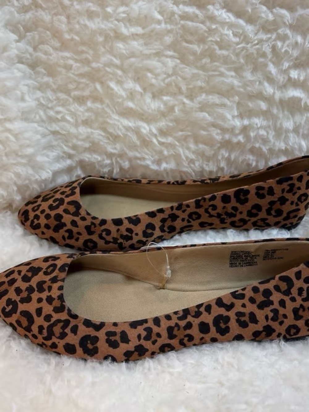 Leopard Print Wide Width Women's Ballet Flats - Brown/Black - Picture 2 of 2